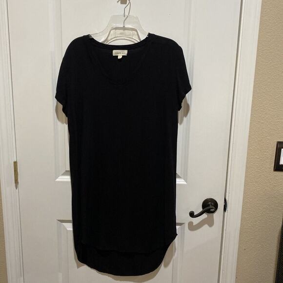Anthropologie Cloth & Stone Justine Dress Black Rayon Tee Shirt Style Size Small - Picture 2 of 10